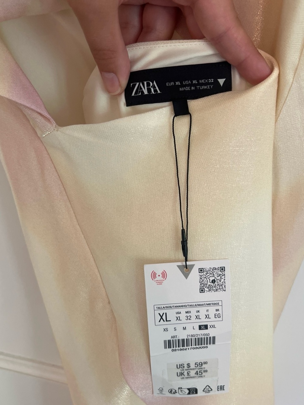 Zara NWT yellow and pink cowl neck open back dress, size XL - Picture 3 of 7